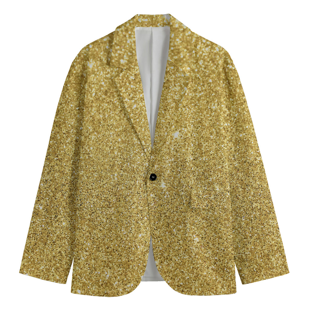 Gold (NOT Real) Glitter Print Men's Cotton Blazer
