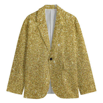 Gold (NOT Real) Glitter Print Men's Cotton Blazer