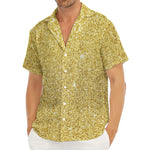 Gold (NOT Real) Glitter Print Men's Deep V-Neck Shirt