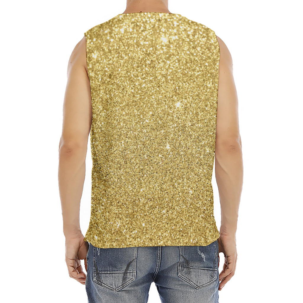 Gold (NOT Real) Glitter Print Men's Fitness Tank Top