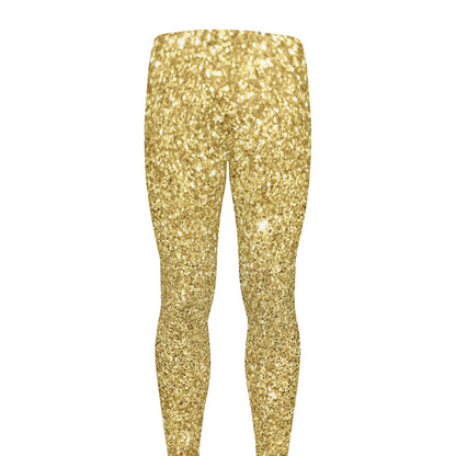 Gold (NOT Real) Glitter Print Men's leggings