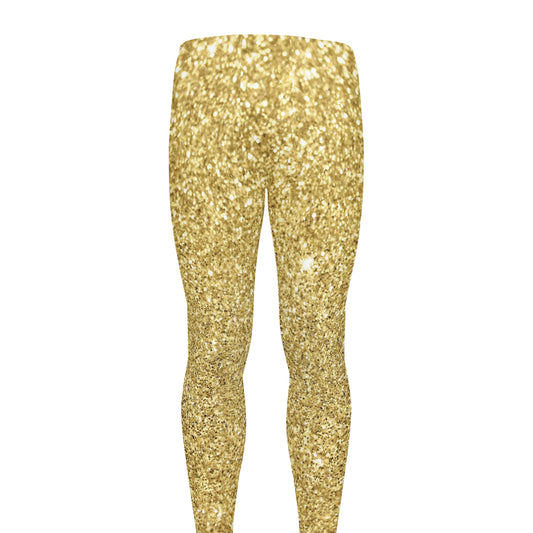 Gold (NOT Real) Glitter Print Men's leggings