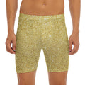 Gold (NOT Real) Glitter Print Men's Long Boxer Briefs
