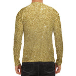 Gold (NOT Real) Glitter Print Men's Long Sleeve Rash Guard