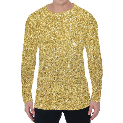 Gold (NOT Real) Glitter Print Men's Long Sleeve T-Shirt