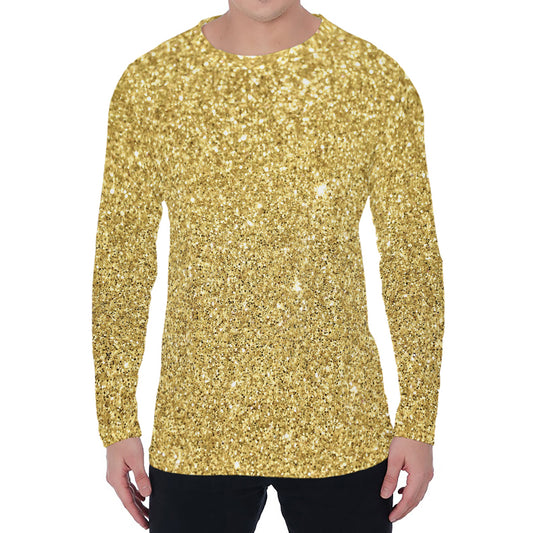Gold (NOT Real) Glitter Print Men's Long Sleeve T-Shirt