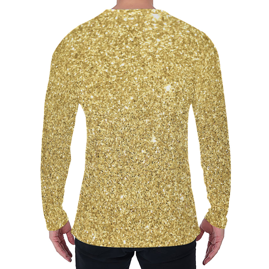 Gold (NOT Real) Glitter Print Men's Long Sleeve T-Shirt