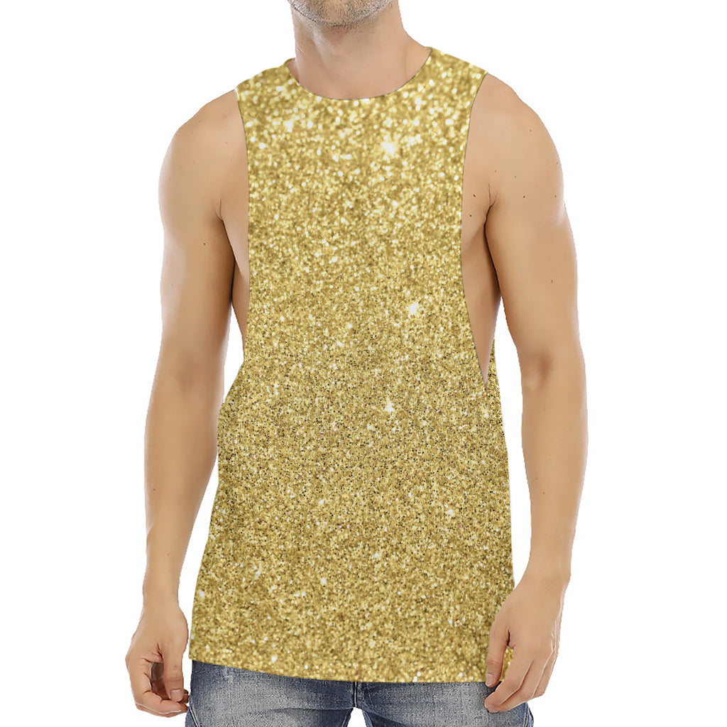 Gold (NOT Real) Glitter Print Men's Muscle Tank Top