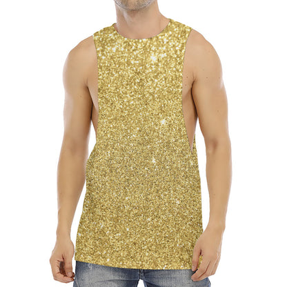 Gold (NOT Real) Glitter Print Men's Muscle Tank Top