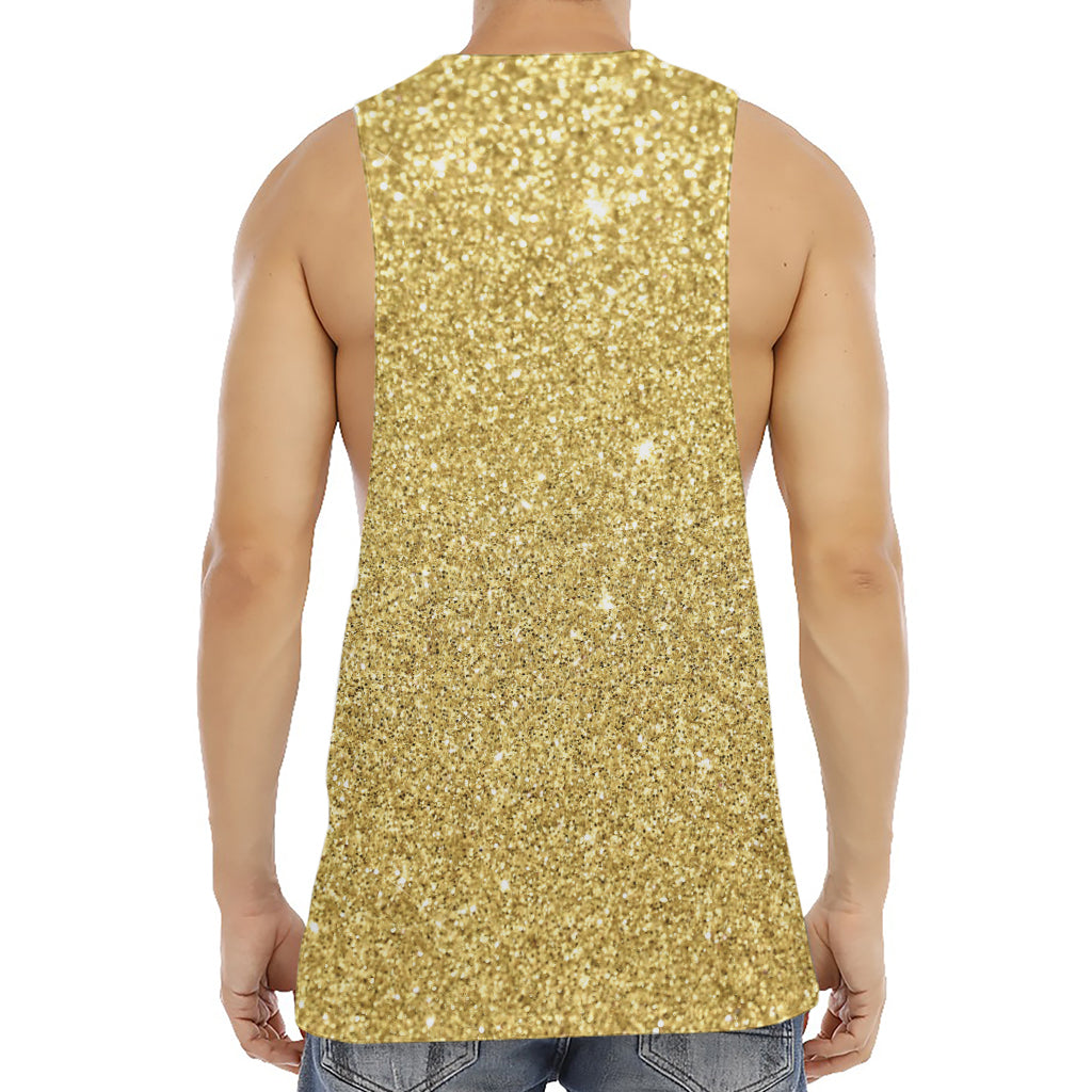 Gold (NOT Real) Glitter Print Men's Muscle Tank Top