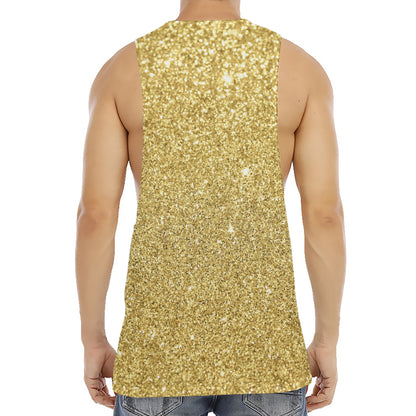 Gold (NOT Real) Glitter Print Men's Muscle Tank Top