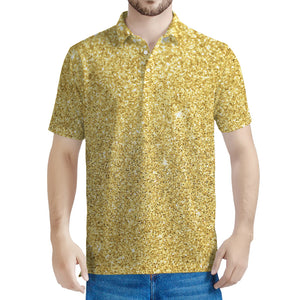 Gold (NOT Real) Glitter Print Men's Polo Shirt