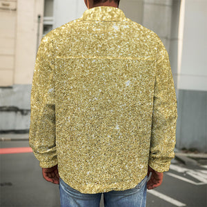 Gold (NOT Real) Glitter Print Men's Shirt Jacket