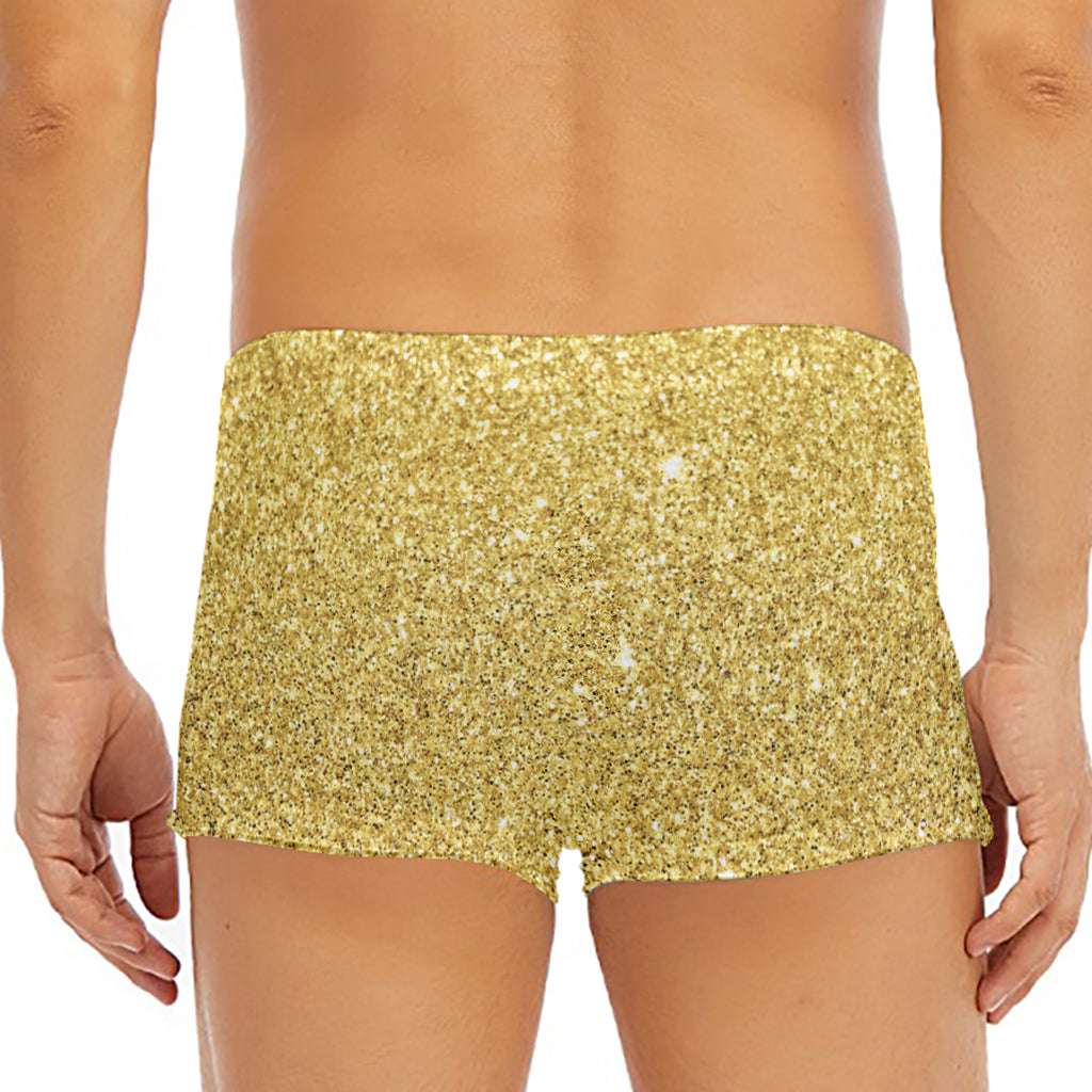 Gold (NOT Real) Glitter Print Men's Short Boxer Briefs