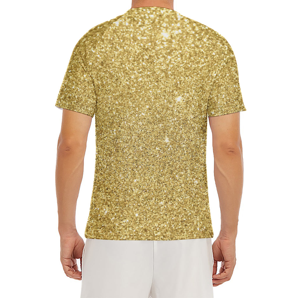 Gold (NOT Real) Glitter Print Men's Short Sleeve Rash Guard