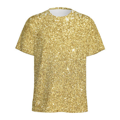 Gold (NOT Real) Glitter Print Men's Sports T-Shirt