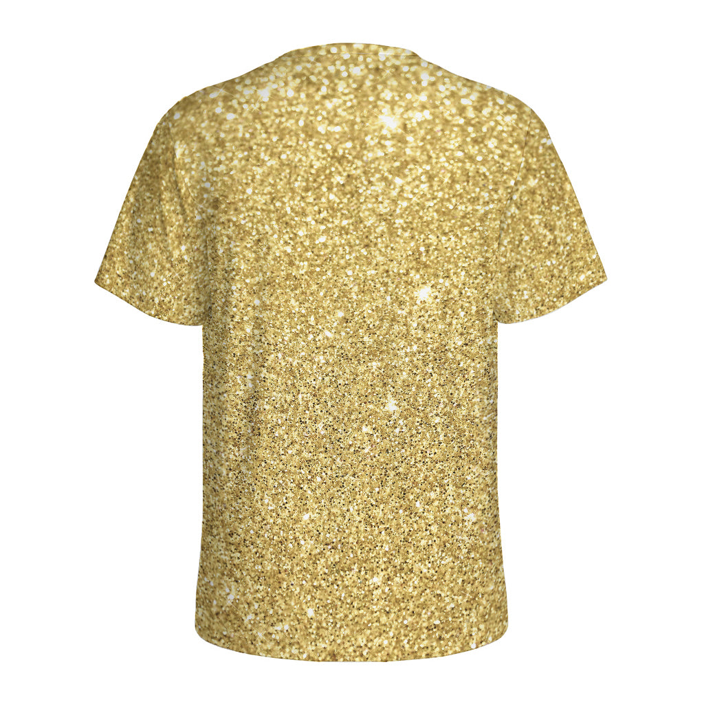 Gold (NOT Real) Glitter Print Men's Sports T-Shirt