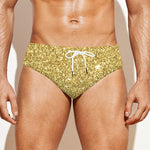 Gold (NOT Real) Glitter Print Men's Swim Briefs