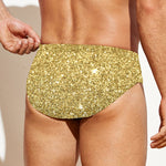 Gold (NOT Real) Glitter Print Men's Swim Briefs