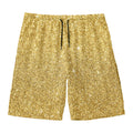 Gold (NOT Real) Glitter Print Men's Swim Trunks