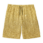 Gold (NOT Real) Glitter Print Men's Swim Trunks