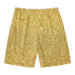 Gold (NOT Real) Glitter Print Men's Swim Trunks