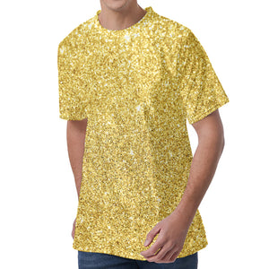 Gold (NOT Real) Glitter Print Men's Velvet T-Shirt