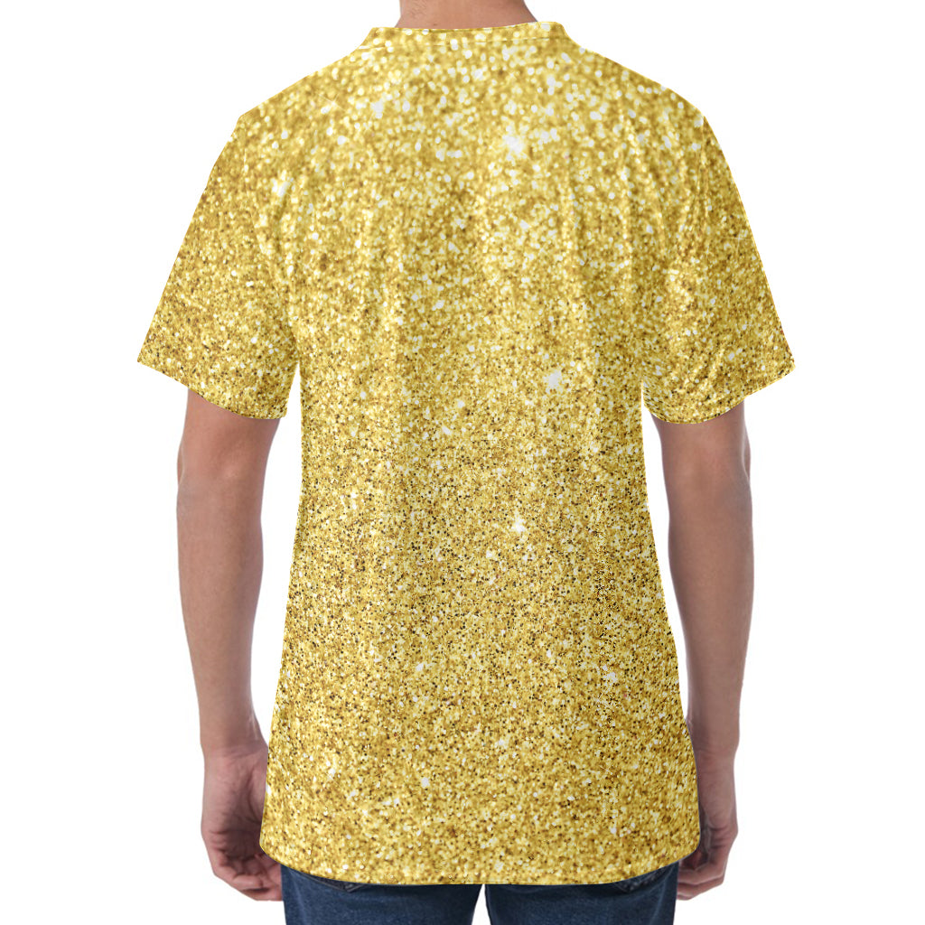 Gold (NOT Real) Glitter Print Men's Velvet T-Shirt