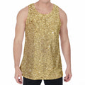 Gold (NOT Real) Glitter Print Men's Velvet Tank Top