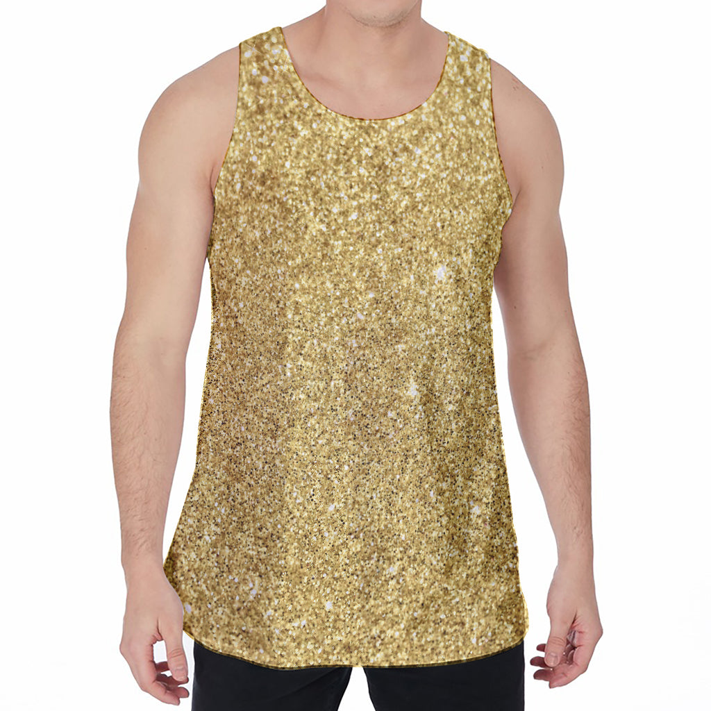 Gold (NOT Real) Glitter Print Men's Velvet Tank Top