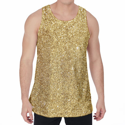 Gold (NOT Real) Glitter Print Men's Velvet Tank Top