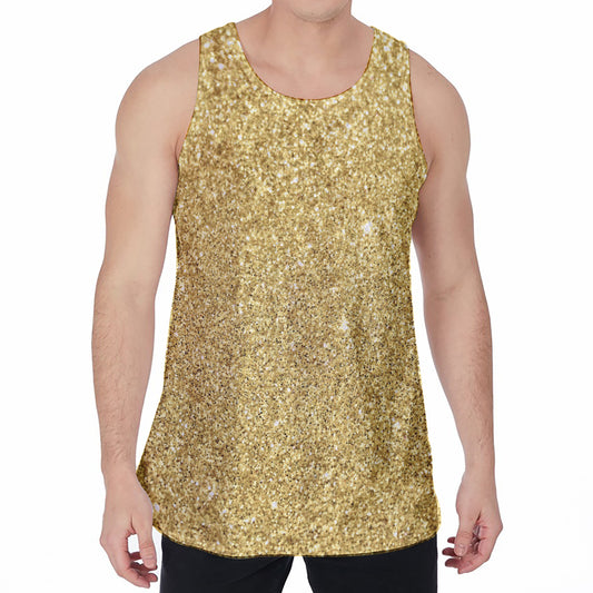Gold (NOT Real) Glitter Print Men's Velvet Tank Top