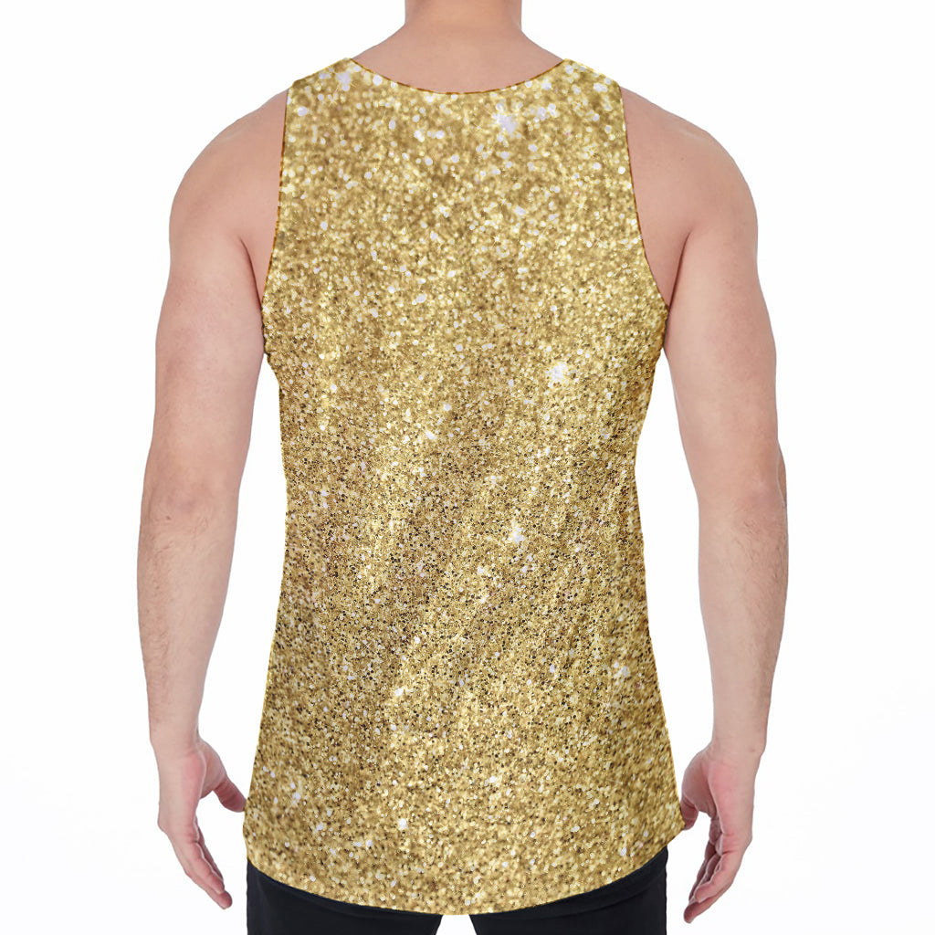Gold (NOT Real) Glitter Print Men's Velvet Tank Top