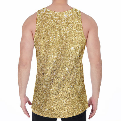 Gold (NOT Real) Glitter Print Men's Velvet Tank Top