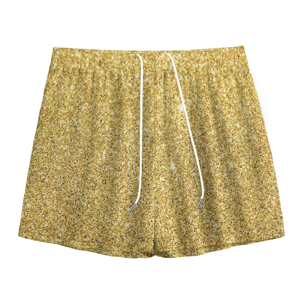 Gold (NOT Real) Glitter Print Mesh Shorts