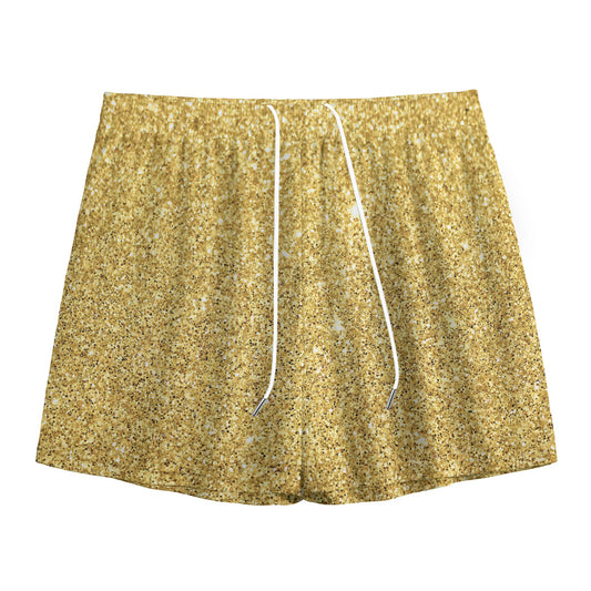Gold (NOT Real) Glitter Print Mesh Shorts