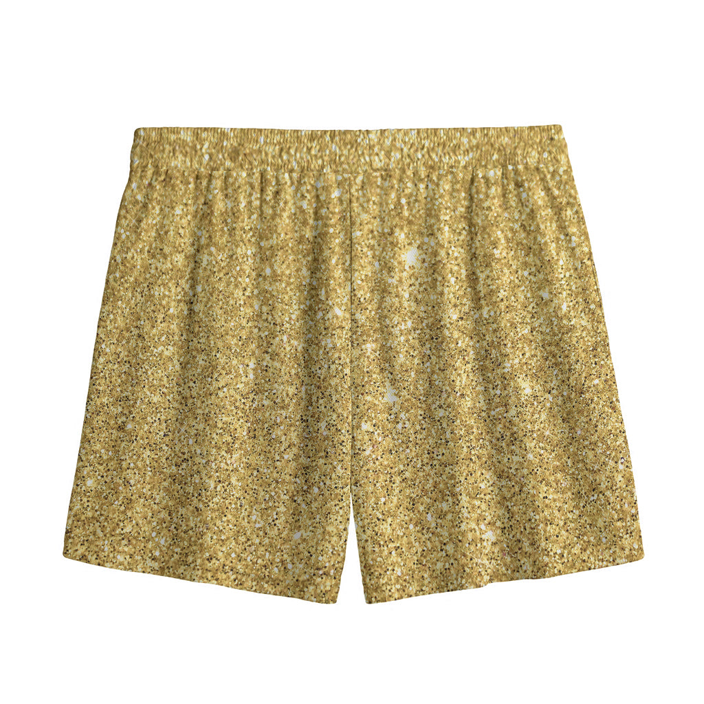 Gold (NOT Real) Glitter Print Mesh Shorts