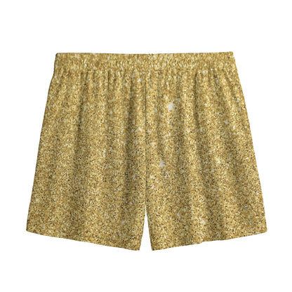 Gold (NOT Real) Glitter Print Mesh Shorts