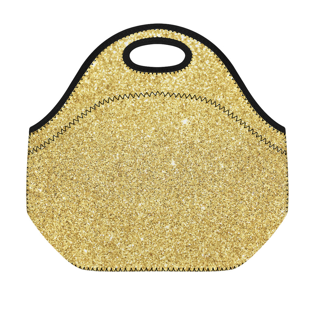 Gold (NOT Real) Glitter Print Neoprene Lunch Bag