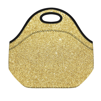 Gold (NOT Real) Glitter Print Neoprene Lunch Bag
