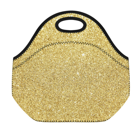 Gold (NOT Real) Glitter Print Neoprene Lunch Bag