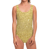 Gold (NOT Real) Glitter Print One Piece Swimsuit