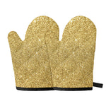 Gold (NOT Real) Glitter Print Oven Mitts
