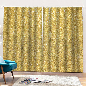 Gold (NOT Real) Glitter Print Pencil Pleat Curtains