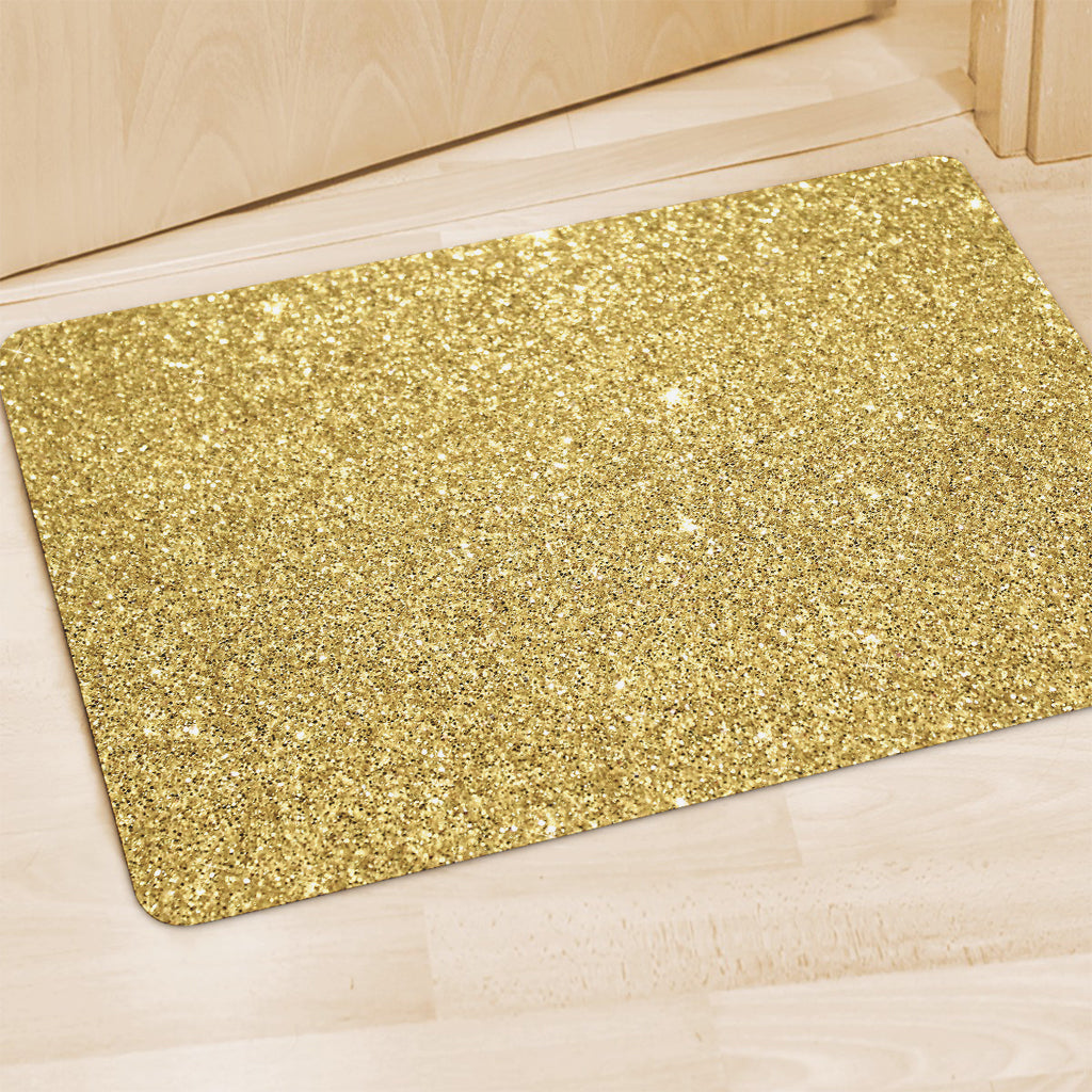 Gold (NOT Real) Glitter Print Polyester Doormat