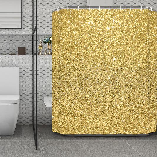 Gold (NOT Real) Glitter Print Polyester Shower Curtain