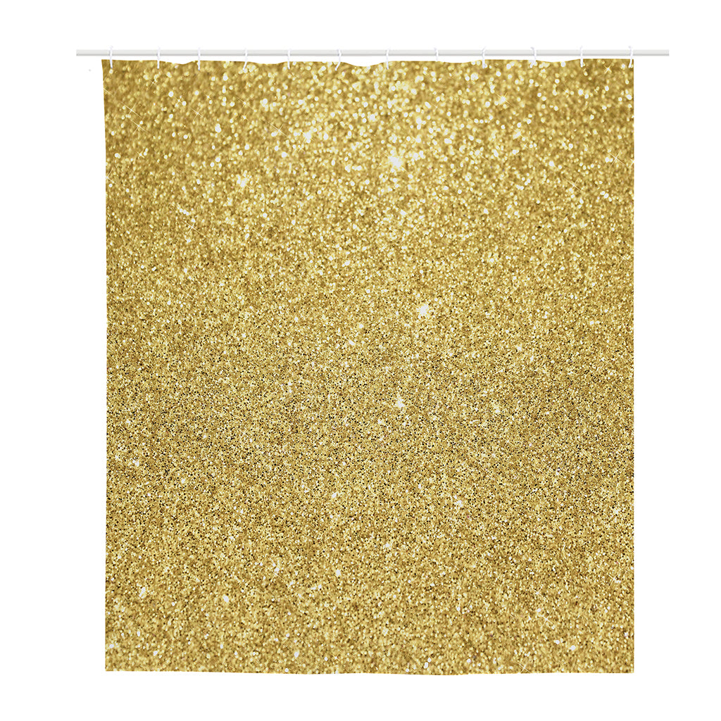 Gold (NOT Real) Glitter Print Polyester Shower Curtain