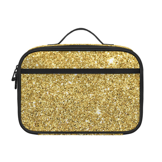 Gold (NOT Real) Glitter Print Portable Lunch Bag