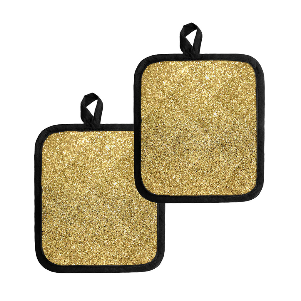 Gold (NOT Real) Glitter Print Pot Holders