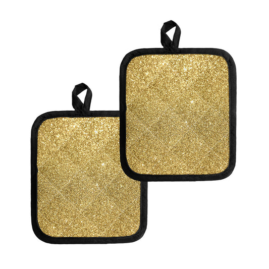 Gold (NOT Real) Glitter Print Pot Holders